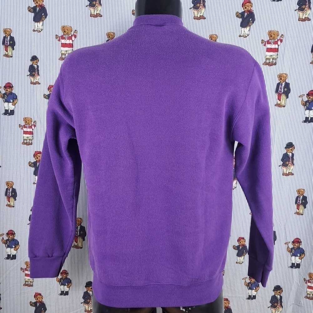 Vintage 90s embroidered Christmas nutcrackers purple LG pullover sweatshirt - Picture 4 of 4
